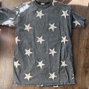 Easel Charcoal Star Pattern Mini Dress